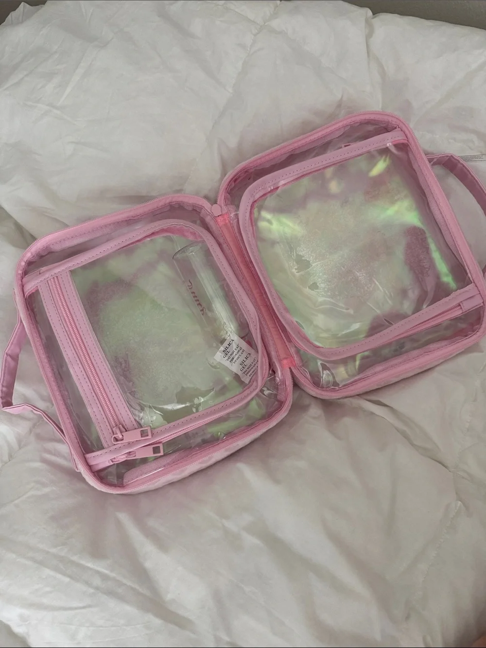 NWT Juicy Couture Iridescent Pink Travel Cosmetic Case